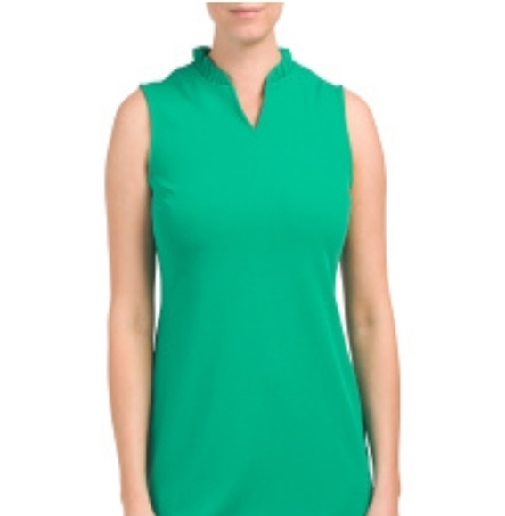 𝅺sharagamo Crepe Sleeveless Split Neck Dress - Picture 2 of 7